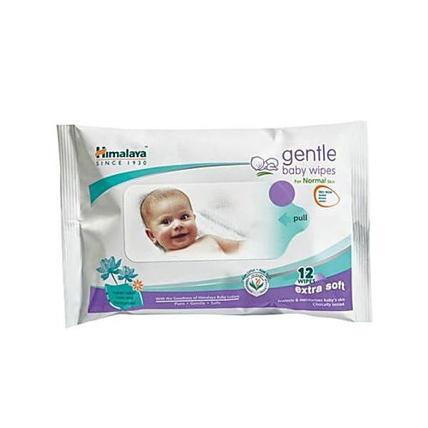 Himalaya Gentle Baby Wipes - With Aloe & Indian Lotus, 12 pcs Pouch - GROFOO