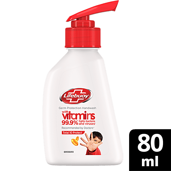 Lifebuoy Total 10+ Handwash - 99.9% Germ Protection, 80 ml Bottle - GROFOO