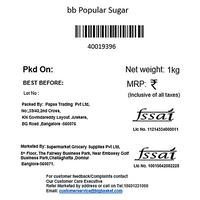 bb Popular Sugar/Sakkare, 1 kg - GROFOO