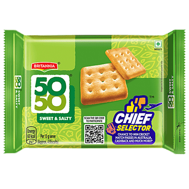 Britannia 50-50 Sweet & Salty Biscuit - Light, Crispy, Ready To Eat, 188 g - GROFOO