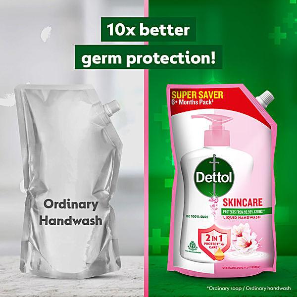 Dettol Germ Protection ph-Balanced Liquid Handwash Refill, Skincare, 675ml Refill - GROFOO