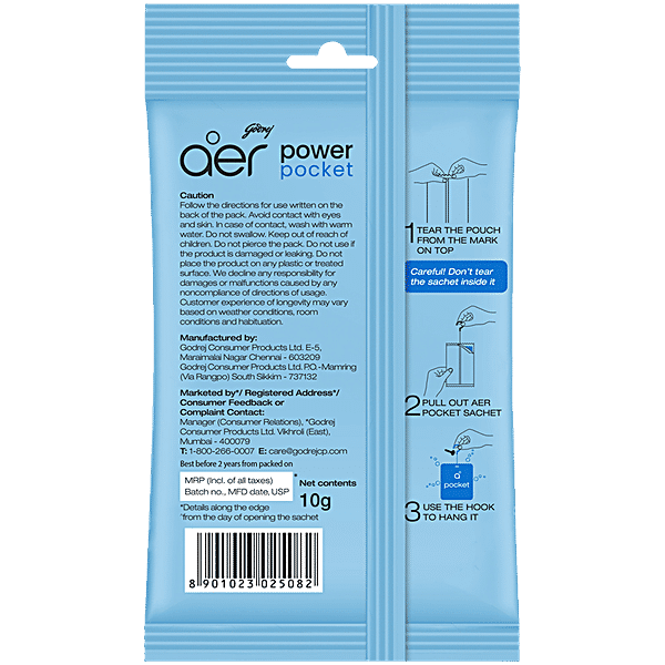 Godrej Aer Power Pocket Bathroom Fragrance - Sea Breeze, 10 g - GROFOO