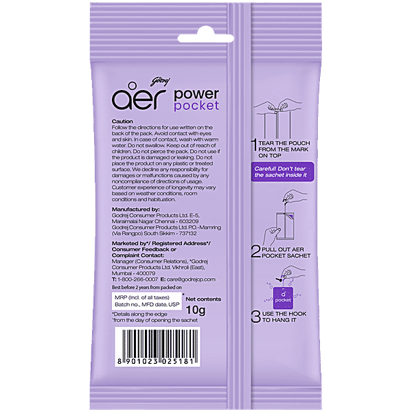 Godrej Aer Power Pocket Bathroom Fragrance - Lavender Bloom, 10 g - GROFOO