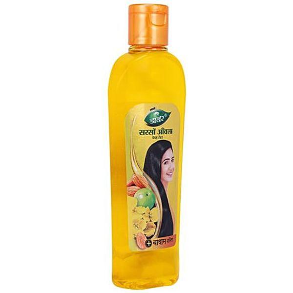 Dabur Amla Sarso Hair Oil - For Longer & Stronger Hair, 100% Natural, Enriched with Almond, 175 ml - GROFOO