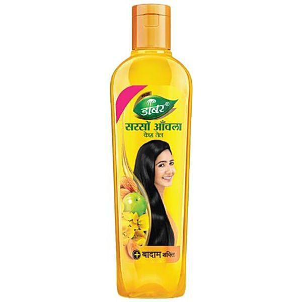 Dabur Amla Sarso Hair Oil - For Longer & Stronger Hair, 100% Natural, Enriched with Almond, 175 ml - GROFOO