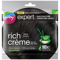 Godrej Expert Rich Creme Hair Colour - Single Use, Long Lasting, 100% Grey Coverage (20 g + 20 ml), 1 pc Shade 3 Black Brown - GROFOO