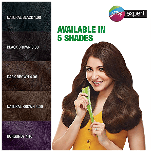 Godrej Expert Rich Creme Hair Colour - Single Use, Long Lasting, 100% Grey Coverage (20 g + 20 ml), 1 pc Shade 4 Natural Brown - GROFOO