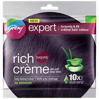 Godrej Expert Rich Creme Hair Colour - Single Use, Long Lasting, 100% Grey Coverage (20 g + 20 ml), 1 pc Shade 4.16 Burgundy - GROFOO