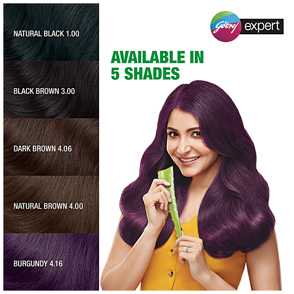 Godrej Expert Rich Creme Hair Colour - Single Use, Long Lasting, 100% Grey Coverage (20 g + 20 ml), 1 pc Shade 4.16 Burgundy - GROFOO