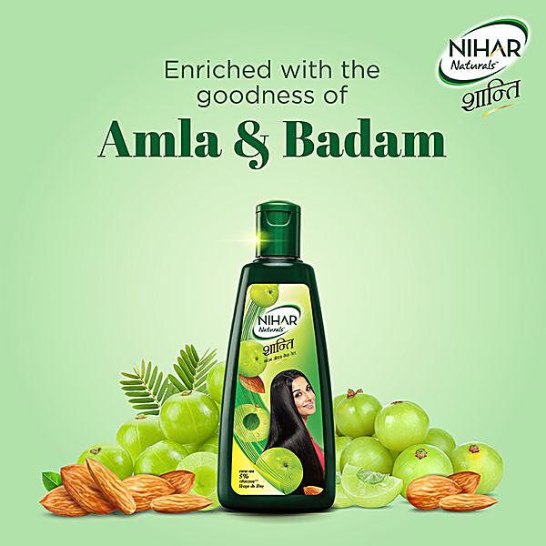 Nihar Naturals Amla & Badam Hair Oil - 3x Stronger Hair, Goodness of Almonds, 300 ml - GROFOO