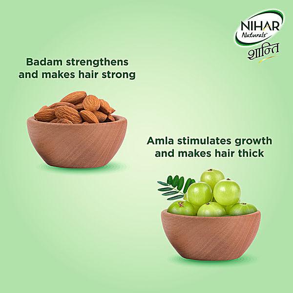 Nihar Naturals Amla & Badam Hair Oil - 3x Stronger Hair, Goodness of Almonds, 300 ml - GROFOO