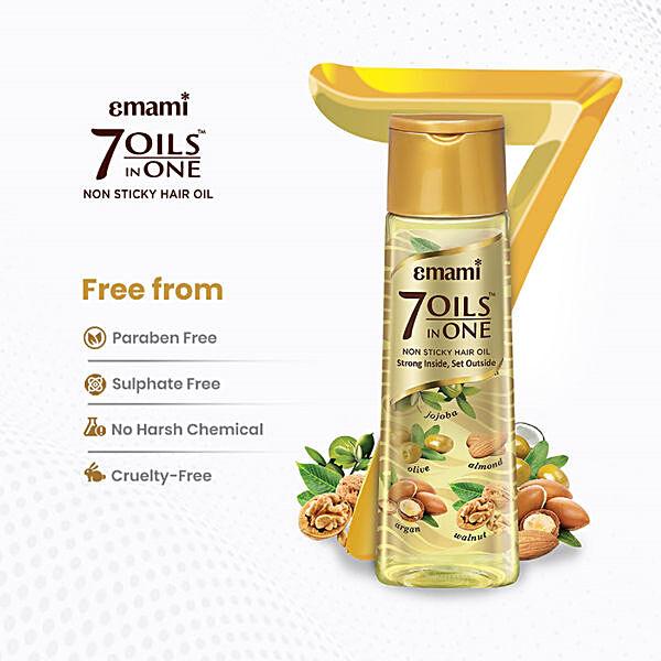 Emami 7 Oils Hair Oil - Light & Non Sticky, For Stronger Hair, 100 ml - GROFOO