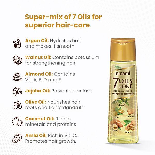 Emami 7 Oils Hair Oil - Light & Non Sticky, For Stronger Hair, 100 ml - GROFOO