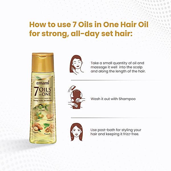 Emami 7 Oils Hair Oil - Light & Non Sticky, For Stronger Hair, 100 ml - GROFOO