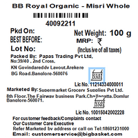 bb Royal Organic Misri - Whole, Sugar/Sakkare Candy, 100 g - GROFOO