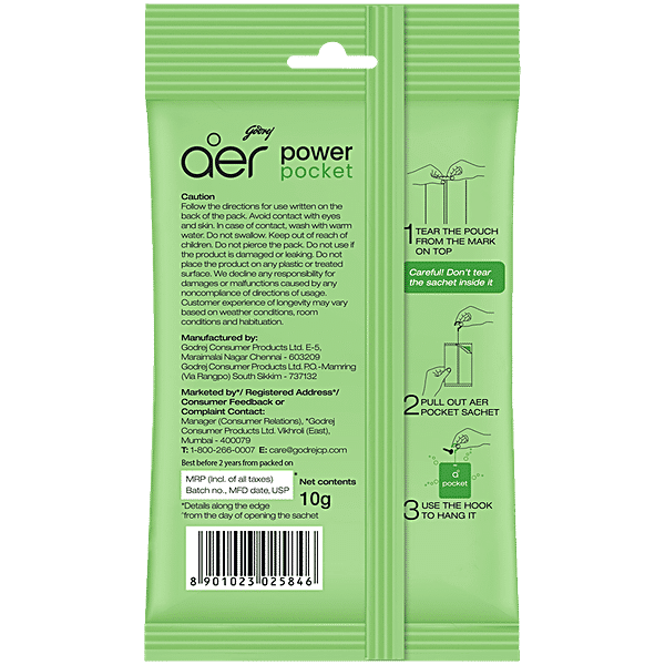 Godrej Aer Power Pocket - Long Lasting Bathroom Fragrance, Floral Delight, 10 g - GROFOO