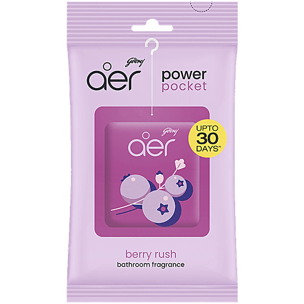 Godrej Aer Power Pocket - Long Lasting Bathroom Fragrance, Berry Rush, 10 g - GROFOO