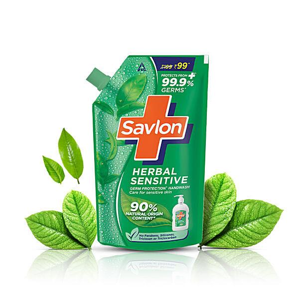 Savlon Herbal Sensitive Germ Protection Liquid Handwash - 90% Natural Origin, 675 ml - GROFOO