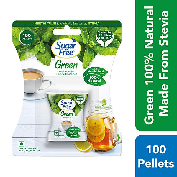 Sugar Free Green Sweetener - With Natural Stevia, Zero Calories, 100 pcs Pellets - GROFOO