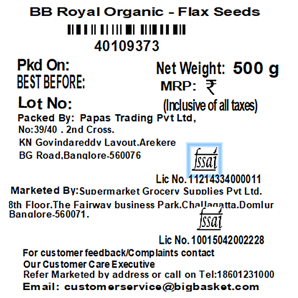 bb Royal Organic - Flax Seeds, 500 g - GROFOO