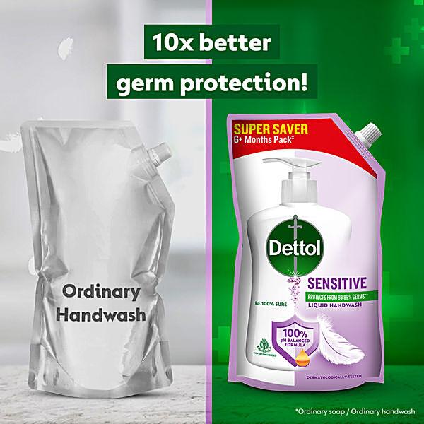 Dettol pH-Balanced Handwash - Sensitive, 10X Better Protection Against Germs, 675ml - GROFOO