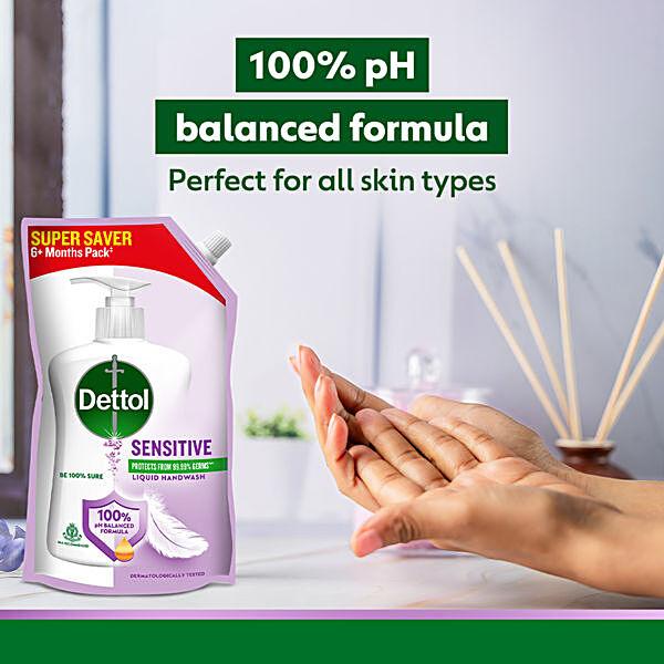 Dettol pH-Balanced Handwash - Sensitive, 10X Better Protection Against Germs, 675ml - GROFOO