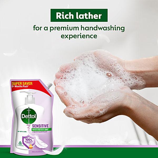 Dettol pH-Balanced Handwash - Sensitive, 10X Better Protection Against Germs, 675ml - GROFOO