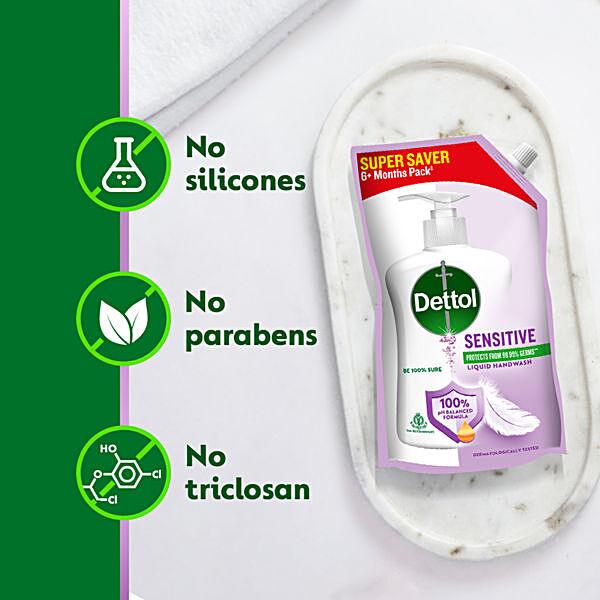 Dettol pH-Balanced Handwash - Sensitive, 10X Better Protection Against Germs, 675ml - GROFOO