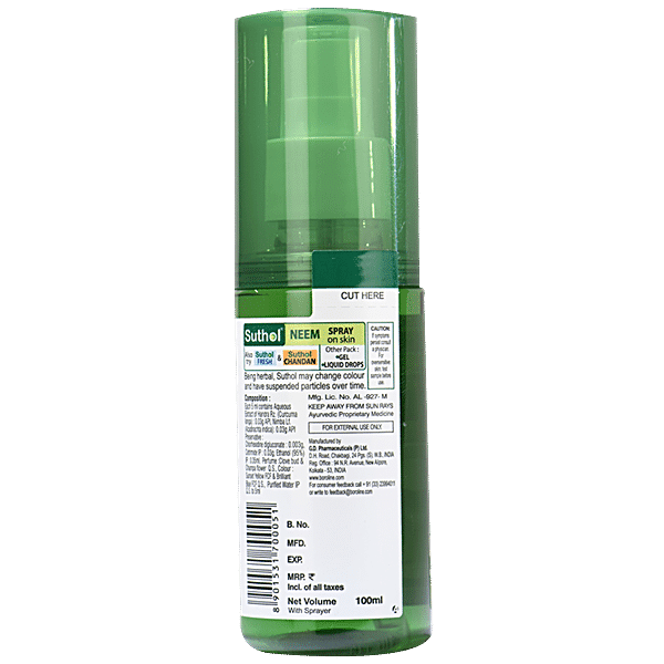 Suthol Antiseptic Skin Hygiene Spray - Neem, 100 ml - GROFOO