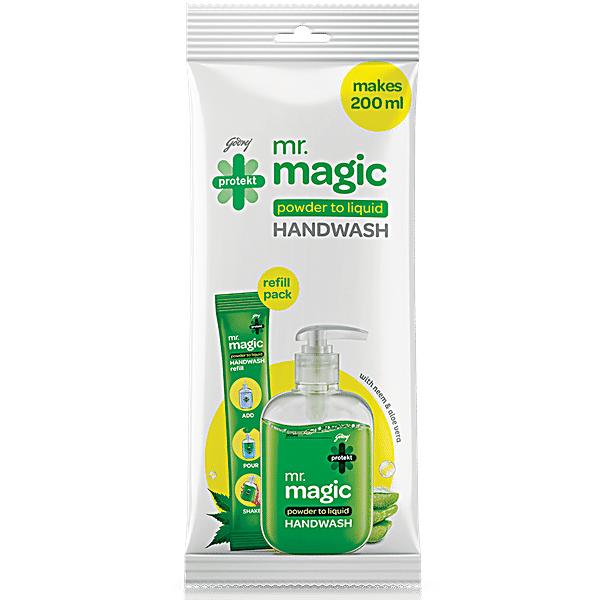 Godrej Protekt Mr. Magic - Powder To Liquid Germ Protection Handwash, Makes 200 ml, 9 g - GROFOO