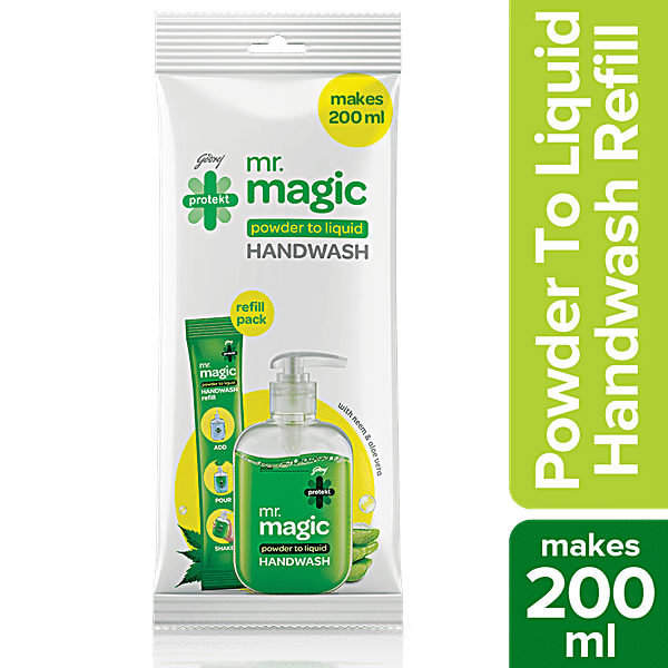 Godrej Protekt Mr. Magic - Powder To Liquid Germ Protection Handwash, Makes 200 ml, 9 g - GROFOO