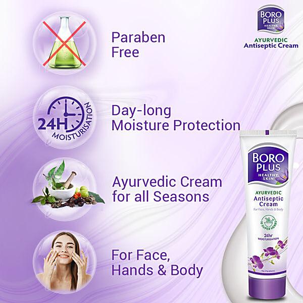 Boroplus Ayurvedic Antiseptic Multipurpose Cream, For Face, Hand & Body, 120 ml Container - GROFOO