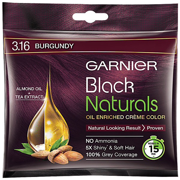 Garnier Black Naturals Hair Colour, 20 g 3.16 Natural Burgundy - GROFOO