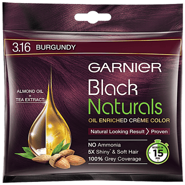 Garnier Black Naturals Hair Colour, 20 g 3.16 Natural Burgundy - GROFOO