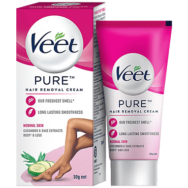 Veet Pure Hair Removal Cream - For Women, With No Ammonia Smell, Normal Skin, 30 g - GROFOO