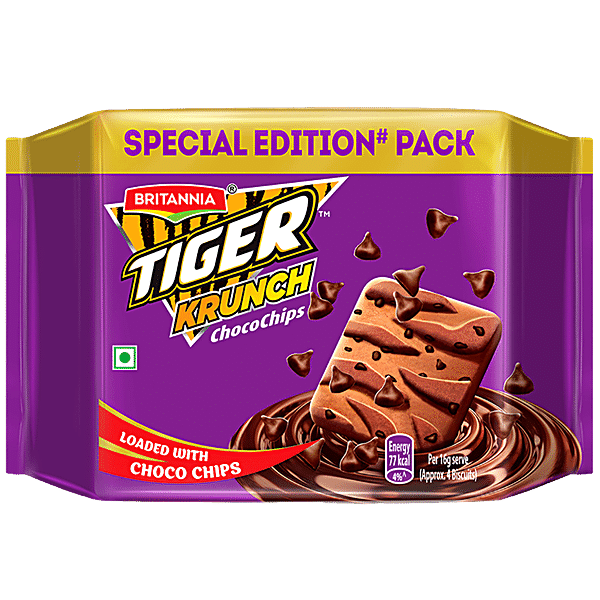 Britannia Tiger Krunch Choco Chips Biscuits, 400 g - GROFOO