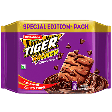 Britannia Tiger Krunch Choco Chips Biscuits, 400 g - GROFOO