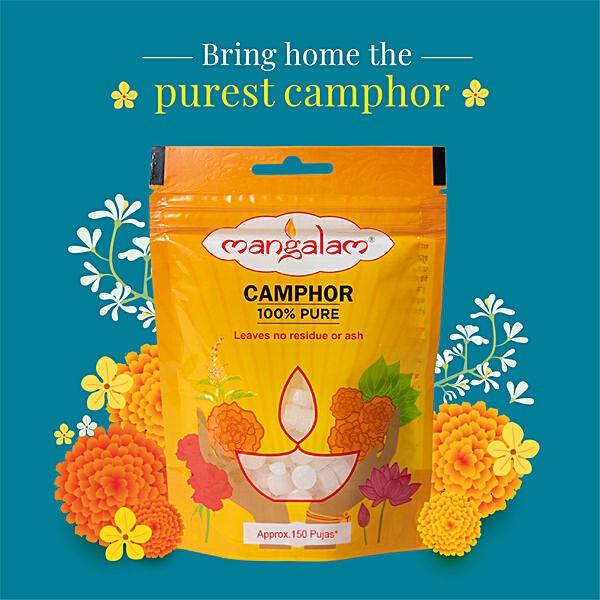 Mangalam Camphor - Small, Round, 50 g Pouch - GROFOO