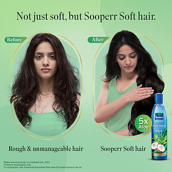 Parachute  Advansed Aloe Vera Enriched Coconut Hair Oil Gold With 5X Aloe Vera For Soft Hair, 400 ml - GROFOO