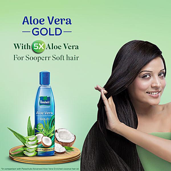 Parachute  Advansed Aloe Vera Enriched Coconut Hair Oil Gold With 5X Aloe Vera For Soft Hair, 400 ml - GROFOO