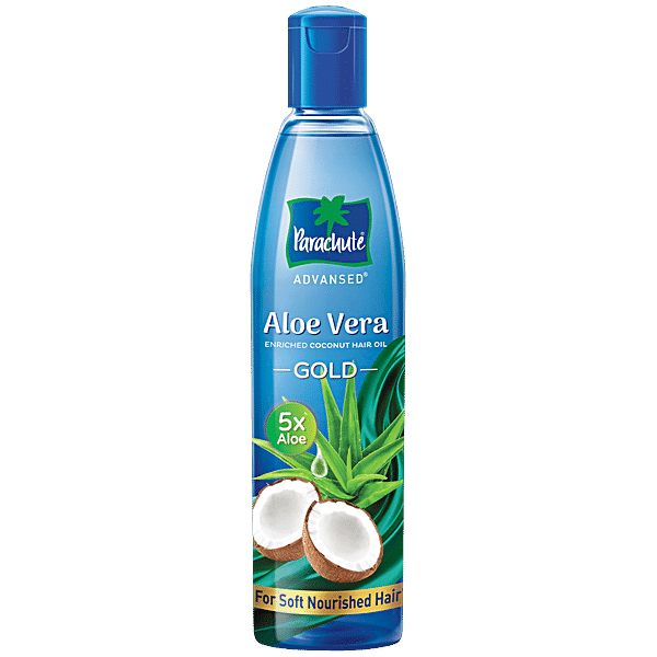 Parachute  Advansed Aloe Vera Enriched Coconut Hair Oil Gold With 5X Aloe Vera For Soft Hair, 400 ml - GROFOO