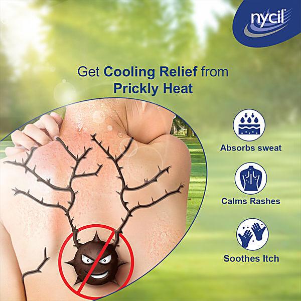 Nycil Germ Expert Prickly Heat Powder - Cool Herbal, 50 g Bottle - GROFOO