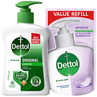 Dettol Original Liquid Handwash, 200 ml (Get Skincare pH Balanced Liquid Handwash 175 ml Refill Pack Free) - GROFOO