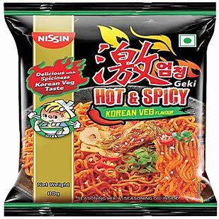 Nissin Korean Veg Flavour Hot &amp; Spicy 1pc - GROFOO